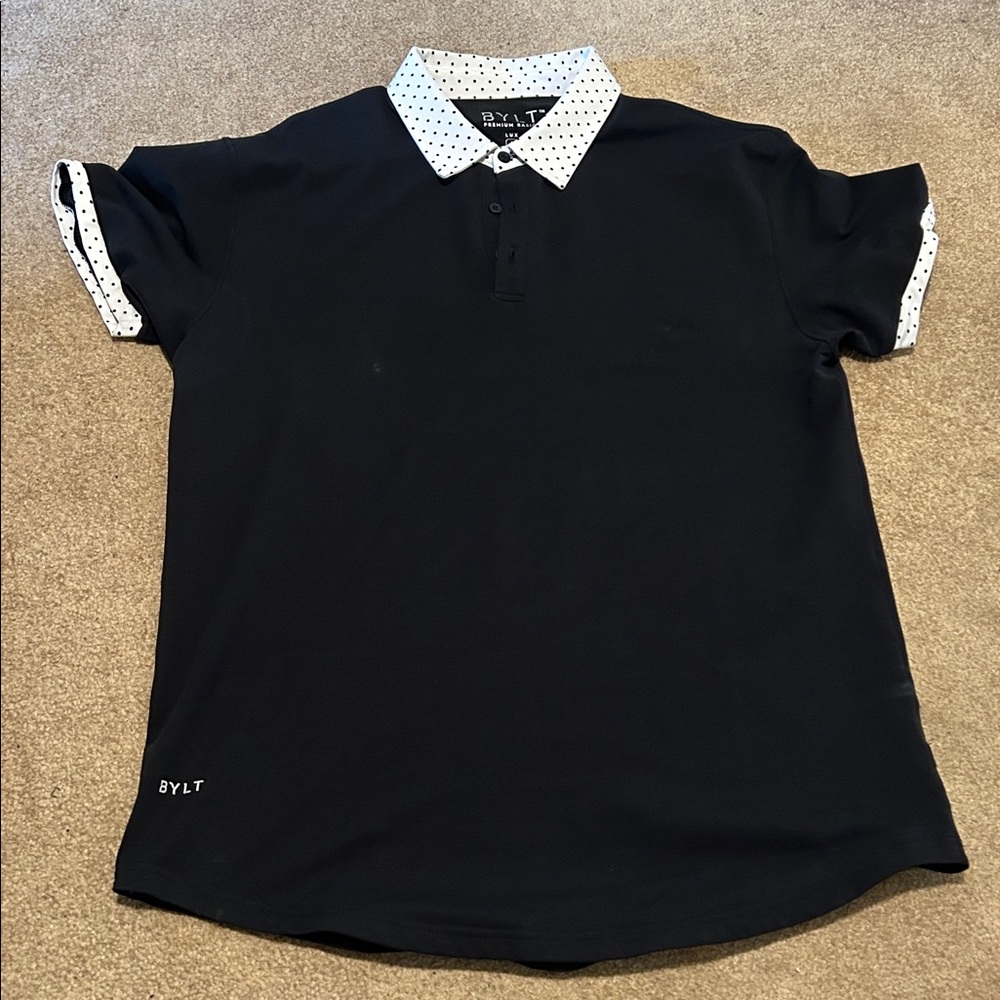 BYLT Basics Black Polo Shirt with White Accents
